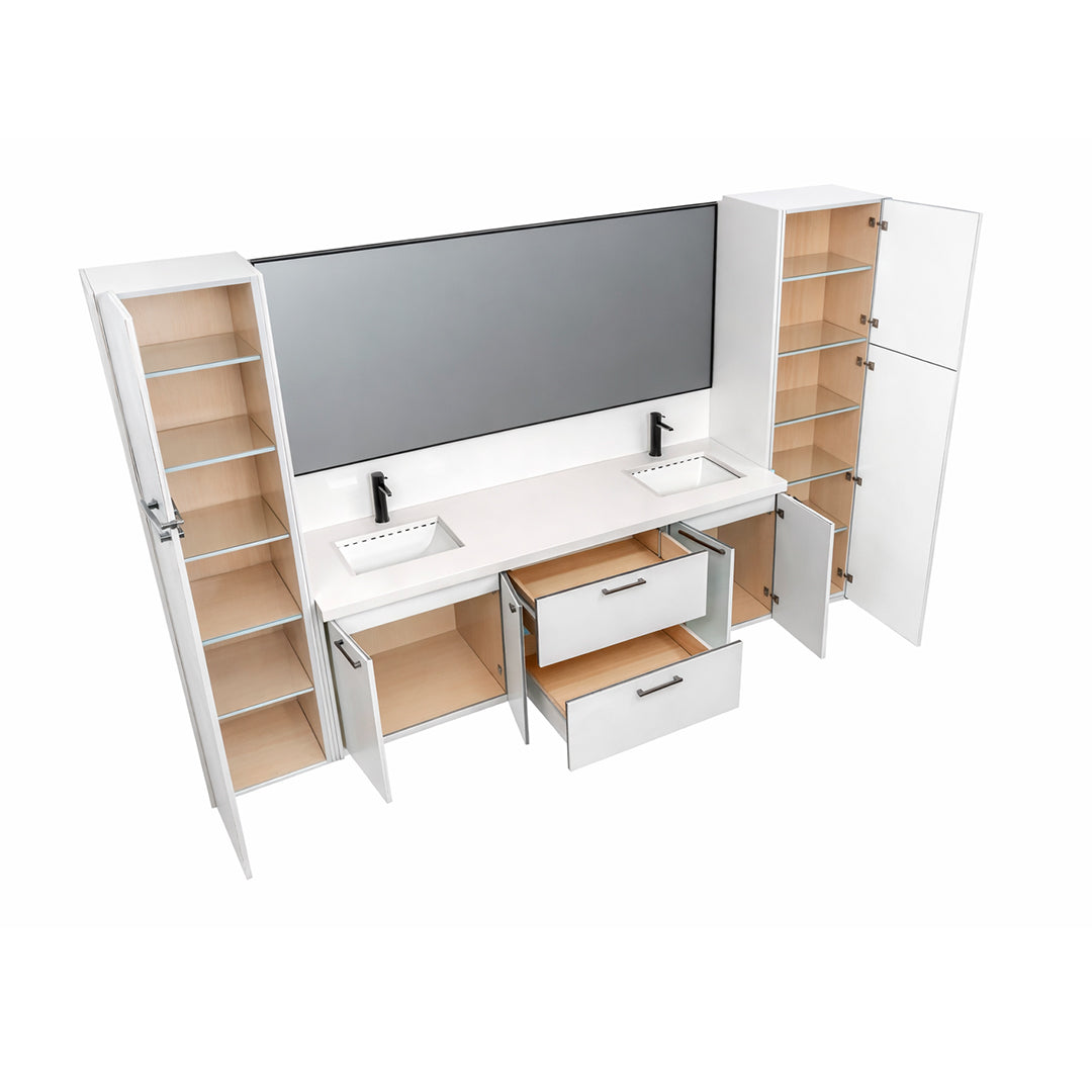 Miami Double Vanity + Linen Cabinet